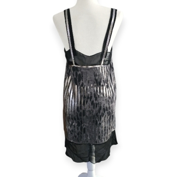 Philosophy Di Alberta Ferretti Black & Silver Metallic Animal Print Dress.Size 6 - Picture 3 of 7